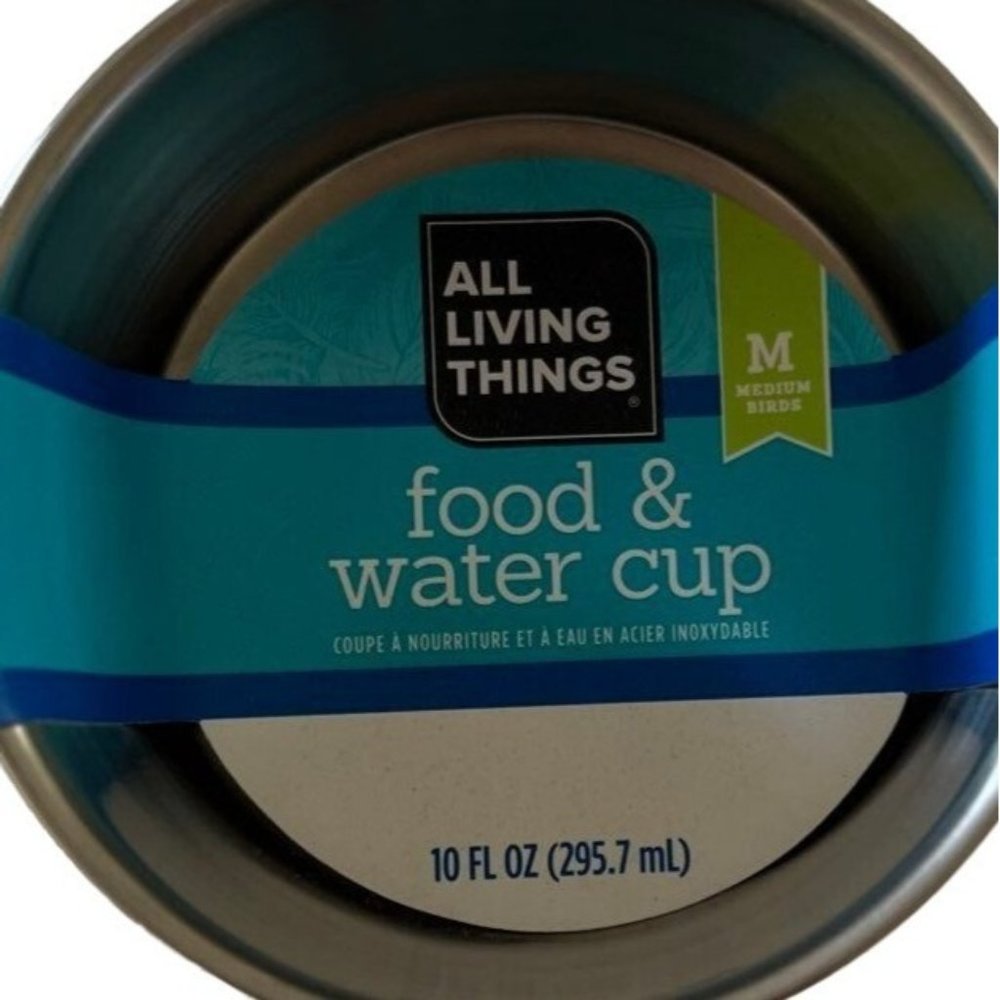 NWT 2-Set ALL LIVING THINGS Bird Coop Food & Water Cup Medium Attachable Sz M/L